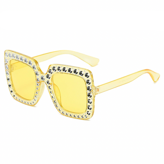 Diamond-Studded Square Sunglasses