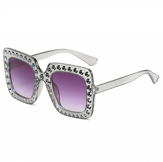 Diamond-Studded Square Sunglasses