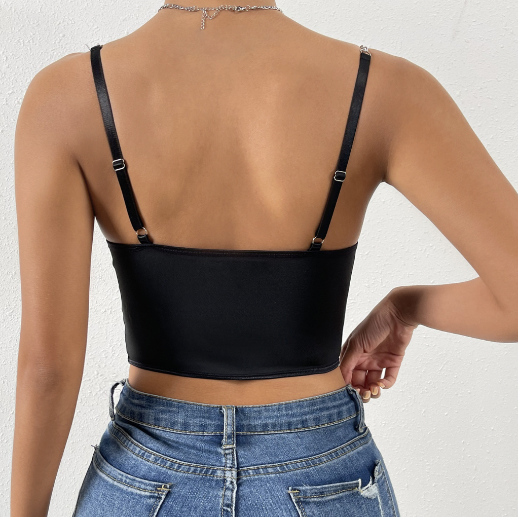 Edgy Chain Strap Sheer Bustier Tank