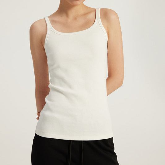 Elastic Ribbed Square Neck Tank Top
