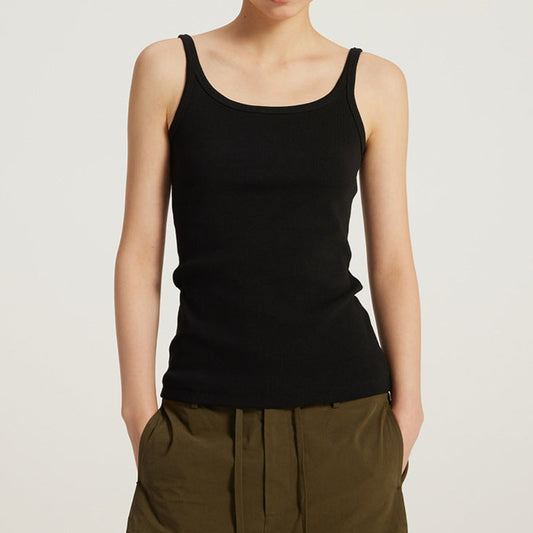 Elastic Ribbed Square Neck Tank Top