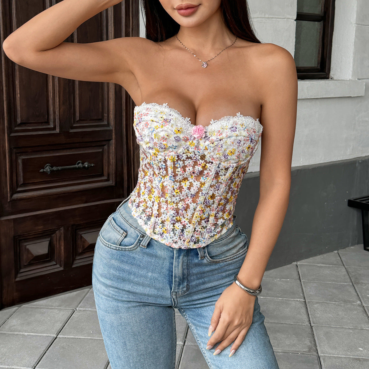 Les Fleurs du Mal Silk Corset Bralette