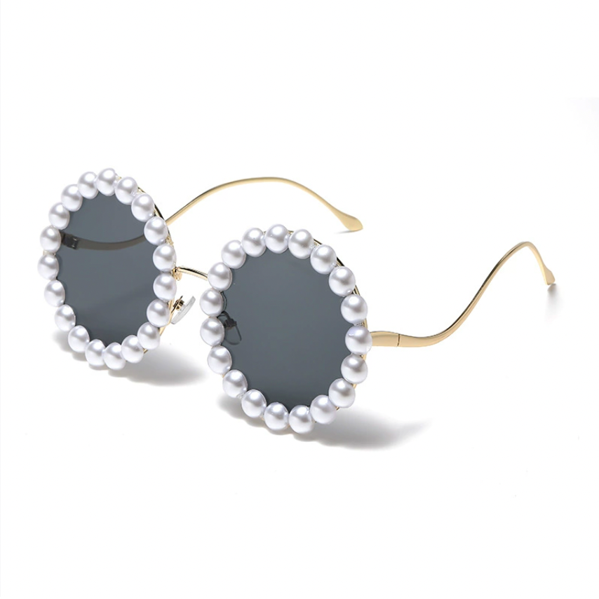 Pearl-Embellished Round Sunglasses