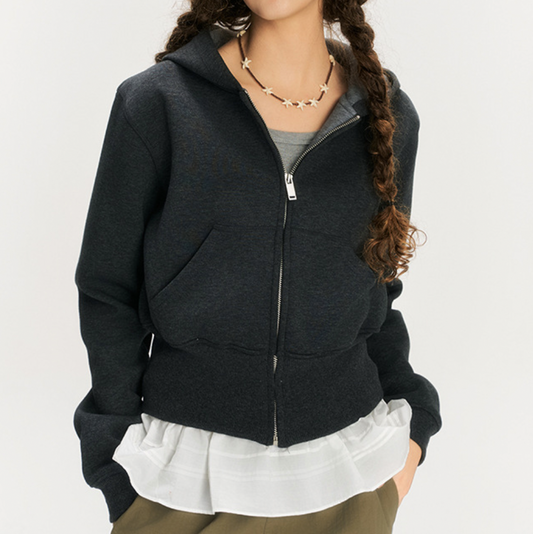 Slim Cropped Zip Hoodie