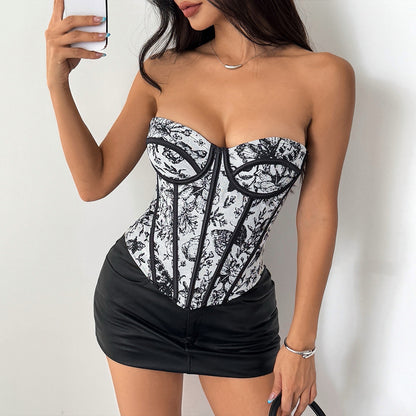 Chic Jacquard Corset Top