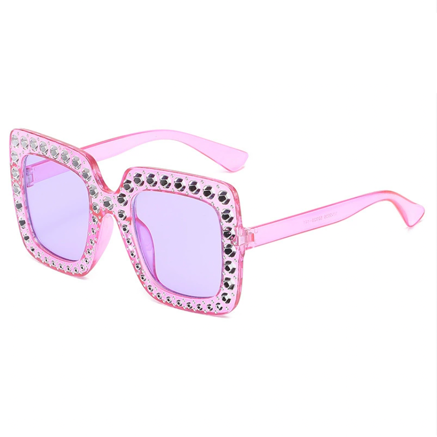 Diamond-Studded Square Sunglasses