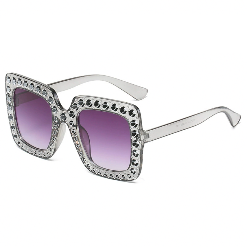 Diamond-Studded Square Sunglasses