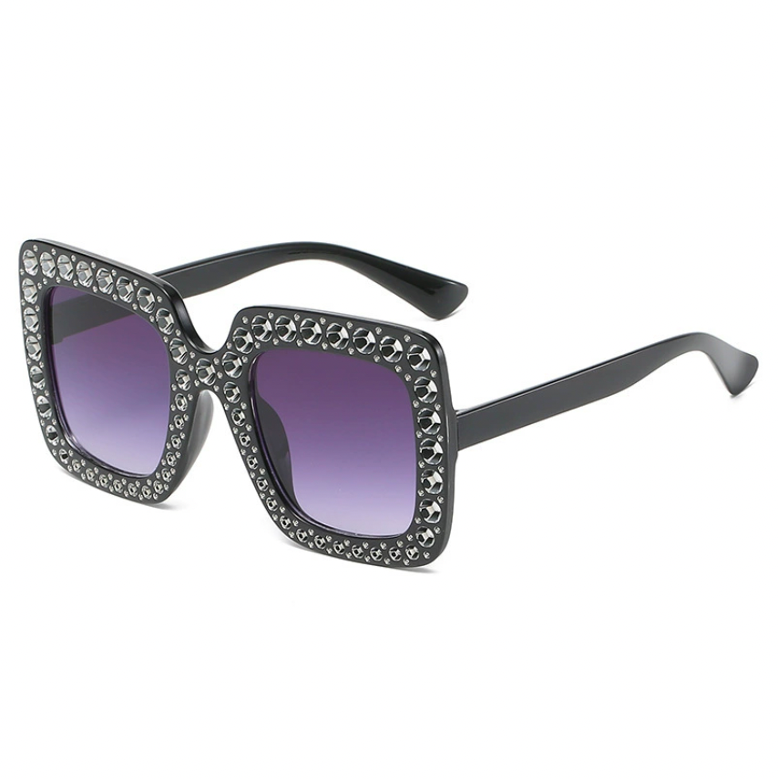 Diamond-Studded Square Sunglasses