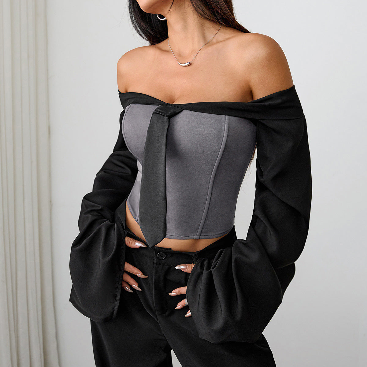 Hot Girl Long Sleeve Tube Top