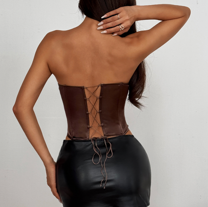 Patchwork Cropped Bustier Top