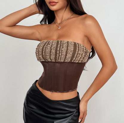 Patchwork Cropped Bustier Top