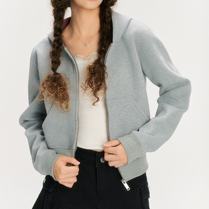 Slim Cropped Zip Hoodie